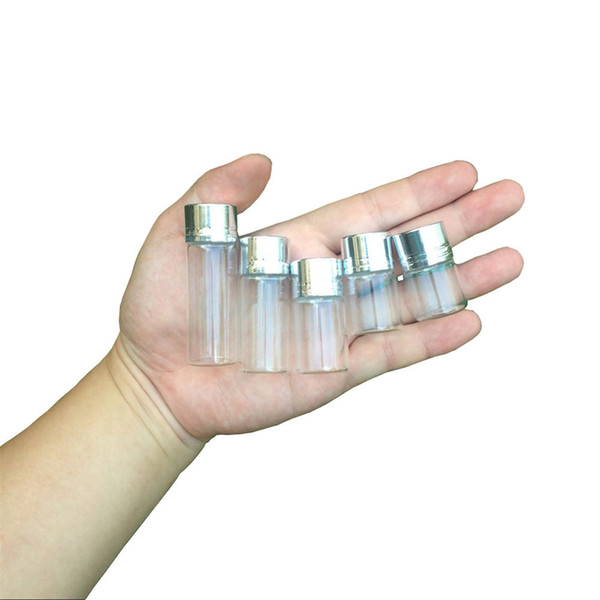 5ml 6ml 7ml 10ml 14ml Glass Crafts Bottles Screw Cap Silver Aluminum Lid Empty Glass Jars Vials Bottles 100 units