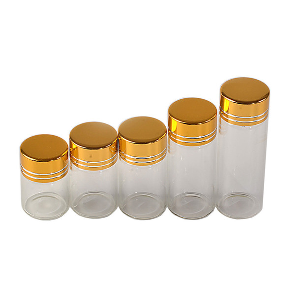 Glass Bottles with Aluminium Gold Screw Caps Empty Glass Bottles 5ml 6ml 7ml 10ml 14ml Crafts Jars 100units