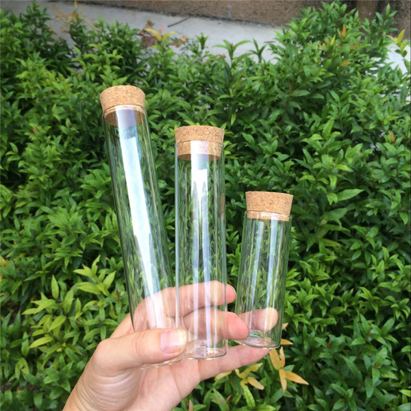 Glass Bottles Vials Jars Long Test Tube With Cork Stopper Empty 70ml 110ml 150ml Jars Glass Transparent Clear Bottles Corks 6pcs