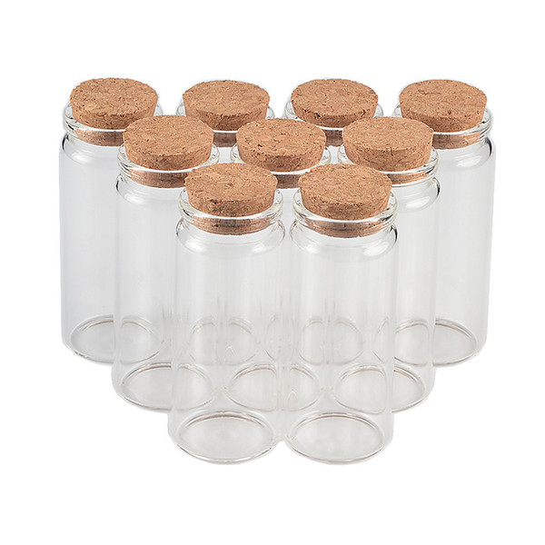 Glass Bottle with Cork Stopper Empty Jars Vial 20ml 50ml 65ml 90ml Sweets Vanilla Pill Food Perfume Gift Bottle Containers 50pcs