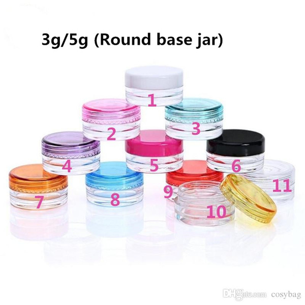 5g 3g Plastic Wax Containers Jar Box Transparent Plastic Empty Cosmetic Cream Jar 3ml 5ml Capacity Wax Holder Container Food Grade Wax Tools