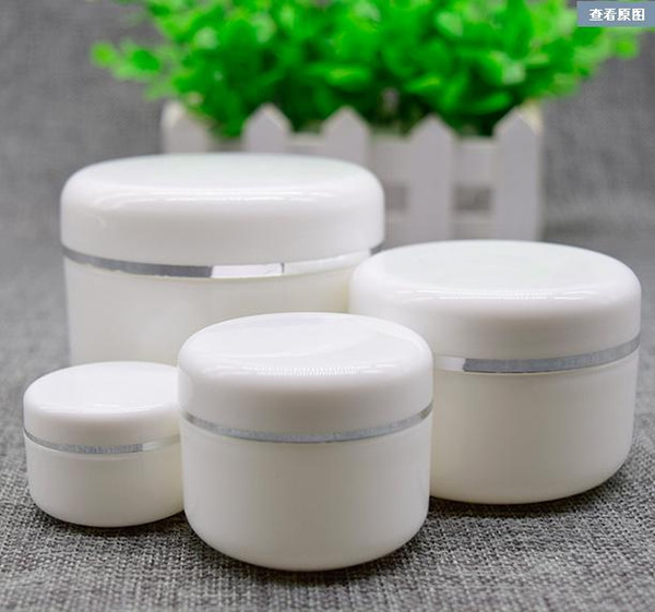 Wholesale- 20g 50g 100g 250g Cream Jar,White Plastic Makeup Container,PP Sample Cosmetics Box,Empty Mask CanisterRefillable Bottles