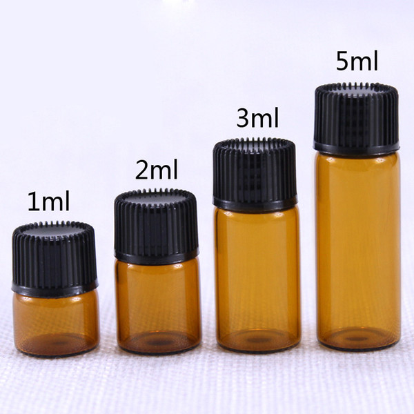 1ml/2ml amber Glass Essential Oils bottle glass sample Bottles Vials Bottles Mini Refillable Glass Chemistry Lab Chemicals,Colognes & Per