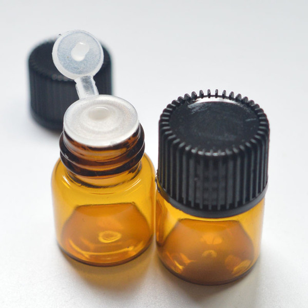 1ml Small Glass Amber Bottles With Pull Orifice Rducer Screw Cap Mini 16*22mm Empty Clear Wishing Vials Free Shipping