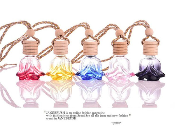 6ML empty crystal shape hanging car perfume glass bottle hanging decoration bottle car hanging accessories perfume bottle G415