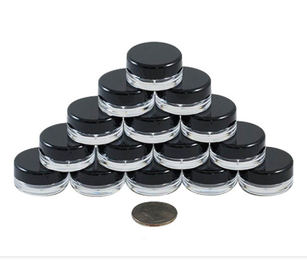 3G/3ML High Quality Clear Round Cosmetic Pot Jars with Black Screw Cap Lids And Small Tiny 3g Bottle