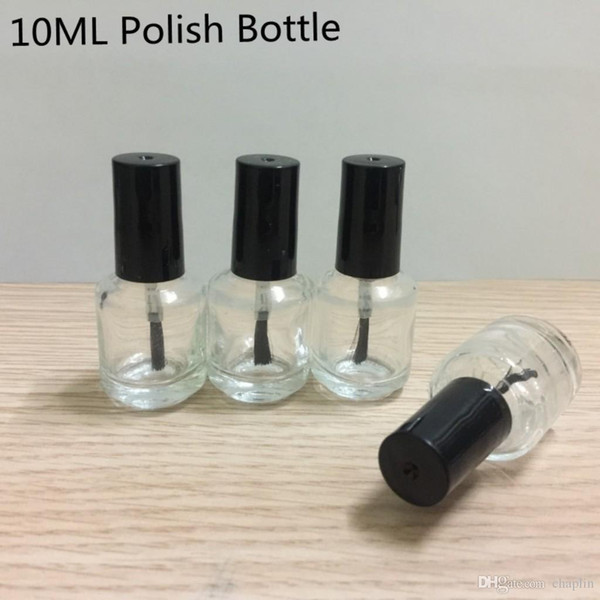 10ml Round Clear Glass Empty Bottle With Brush Makeup Tool Nail Polish Empty Cosmetic Containers