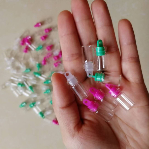 1000 x 0.5ml Clear Glass Bottle with Colorful Plastic Stoppers 10*18mm Plastic Lid Small Glass Vials Wholesale