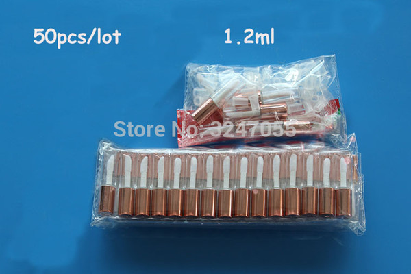 50pcs/lot 1.2ML Mini Empty Plastic Clear Lip Gloss Tube with Rose Gold Cap, Small Lipstick/Lip Refillable Sample Bottle