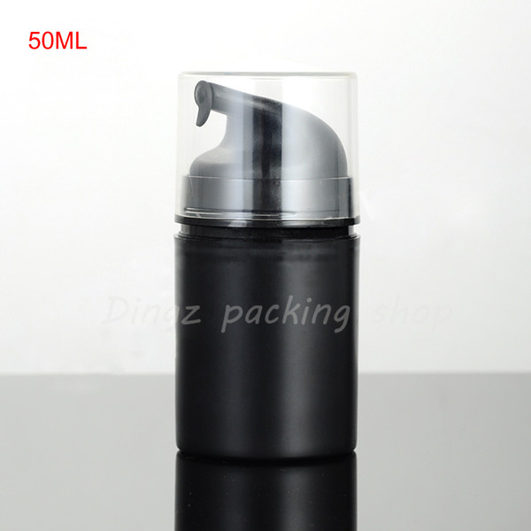 Wholesale- (40pcs/lot)50ml empty Black vacuum emulsion pump bottle 50g airless pump cosmetics bottles , lotion container with airless pump