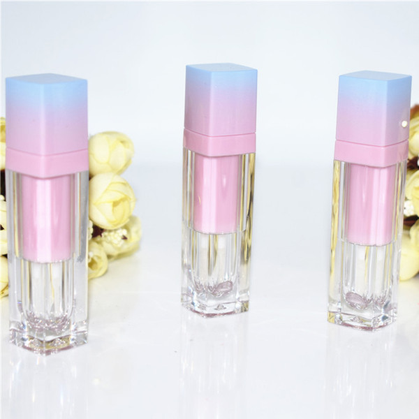 200pcs/lot Square Empty Lip Gloss Tube Gradient Pink Blue Plastic Elegant Lipstick Liquid Cosmetic Containers 5ml Sample