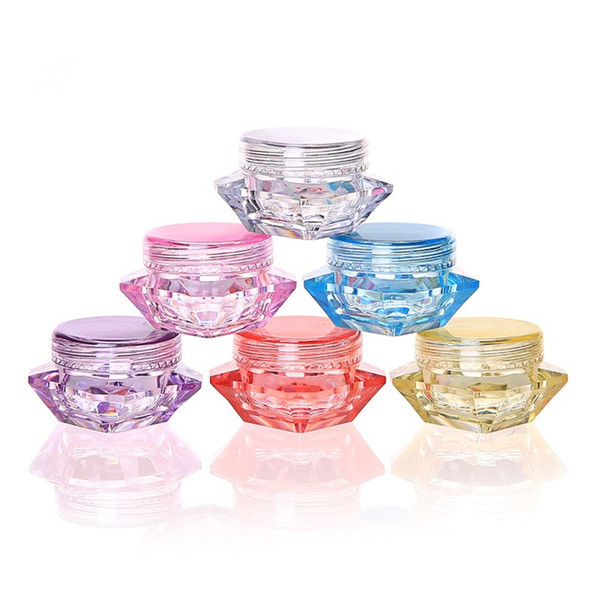 3g/5g Diamond Round Square Shape Cosmetic Containers Colored Empty Sample Containers Jar Skin Care Cosmetic Cream Jars Pot Tins