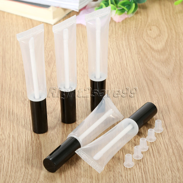 5pcs 15ML Lip Tubes Squeezable Empty Gloss Bottle Container Plastic Containers Clear Lipstick Fashion Cool Lip Tubes For Makeup