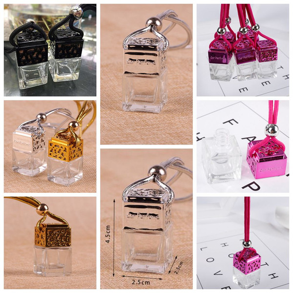 4styles Cube perfume bottle glass New car pendant car home decoration Perfume bottle Storage DIY mini packing Bottles 6ML FFA1423