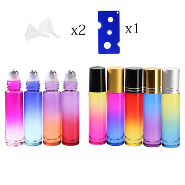 Hot 9 color 10ml Ball bottle Perfume PP Roller ball fragrance bottle Gradient color travel glass bottle 500pcs T1I895