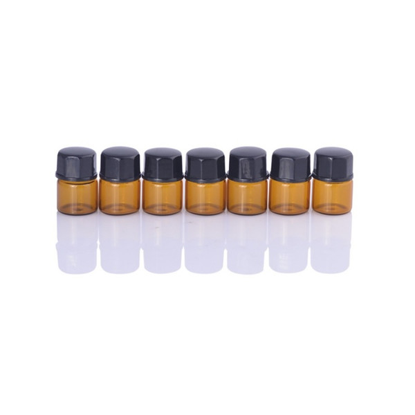 1ml 2ml 3ml Small Amber Glass Sample Bottle Vials With orifice reducer black cap for aromatherapy essential oils