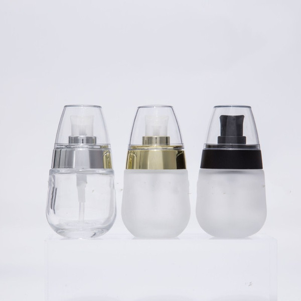 1 Pc 30ml emulsion Empty frosted glass Essential oil bottle acrylic lid press pump Outdoor Travel