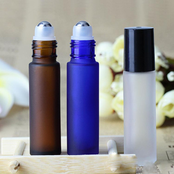 5 Colors Portable 10ML MINI ROLL ON Glass Bottles Fragrance PERFUME THICK GLASS BOTTLES ESSENTIAL OIL Bottle GLASS Metal Roller Ball 120pcs