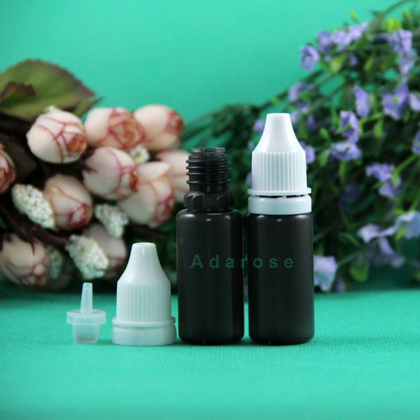 Big Sale 10 ML 100 Pcs LDPE BLACK Color Plastic Dropper Bottles With Tamper Proof Caps & Tips Safe Vapor Squeeze thin nipple