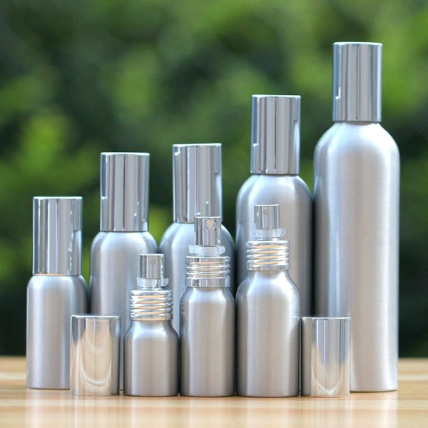 20/30/50/60/100-500ml Aluminum silver empty spray bottle Fine Mist Refill cosmetic spray jar Sample subpackage travel