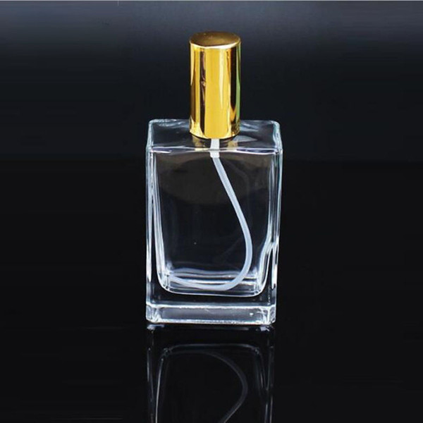 High Quality 30ml 50ml 100ml Rectangle Square Glass Perfume Bottles Clear Glass Refillable Spray Bottle Fragrance Packaging Bottle In Stock