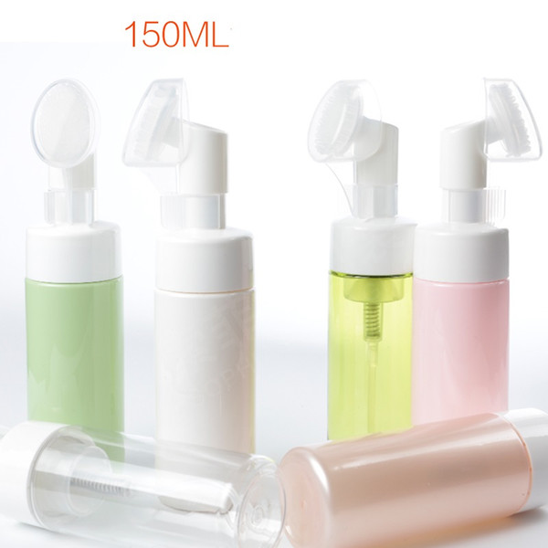 5oz New Foaming Mousse Bottles with Soft Silicone Cleaning Brush 150ml Colorful Refillable Travel Foamer Pump Jar