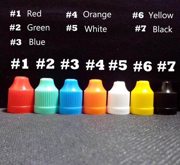 1000pcs Bottle Caps&Dropper Tips Fit PE Soft Plastic Bottle E Liquid Colorful Childproof Bottle Caps and Long Thin Tip