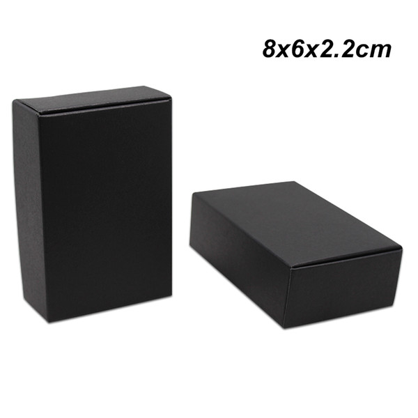 50pcs Lot 8x6x2.2 cm Black Kraft Paper Packing Box for Jewelry Ornaments Accessory Craft Paper Cookies Boxes Chocolate Storage Packing Boxes