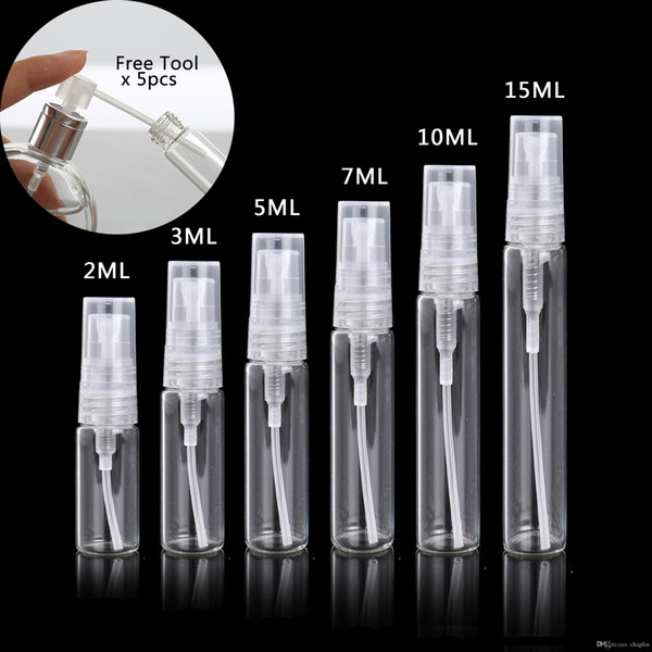 2 3 5 7 10 15 ML Gram Mini Clear Glass Spray Bottle Atomizer Refillable Perfume Bottle Vial Fine Mist Empty Cosmetic Sample Gift Container