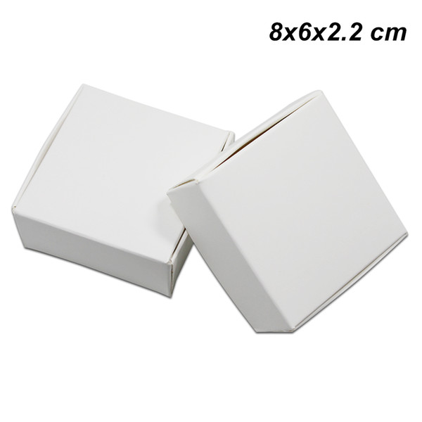 50 Pieces White 8x6x2.2 cm Kraft Paper Handmade Soap Packing Boxes for Jewelry Accessory Card Board Party Gifts Crafts Storage Packaging Box