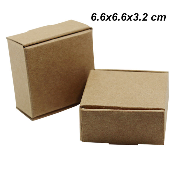 6.6x6.6x3.2 cm Brown Kraft Paper Handmade Soap Gifts Crafts Storage Boxes for Wedding Birthday Paper Board Storage Box for Candy Bakery Cake