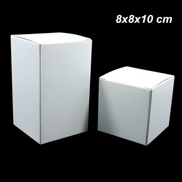 8x8x10cm 20pcs Lot White Foldable Paper Party Favors Crafts Kraft Gifts Box Paperboard Handmade Arts Folding Packaging Box for Cookies Cakes