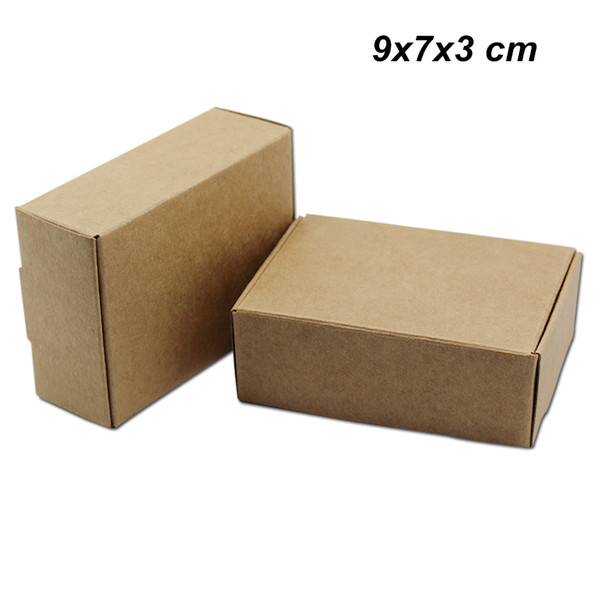 Brown 9x7x3 cm 50Pcs Lot Kraft Paper Handmade Soap Pack Box for Jewelry Accessory Card Board Party Gifts Arts Crafts Storage Packaging Boxes