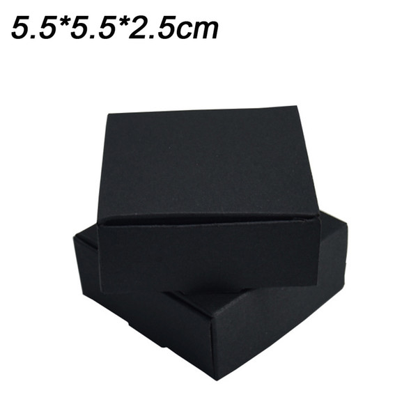 5.5x5.5x2.5cm Small Foldable Black Kraft Paper Packing Boxes Recyclable Gift Package Paper Boxes Soft Cardboard Carton Retail 50pcs/lot