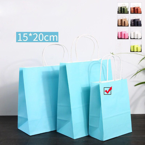 Fashionable Cloth Shoes Gift Paper Bags Sky Blue Kraft Paper Handle Shopping Bag Wedding Birthday Christmas New Year Party Gift Package Bags