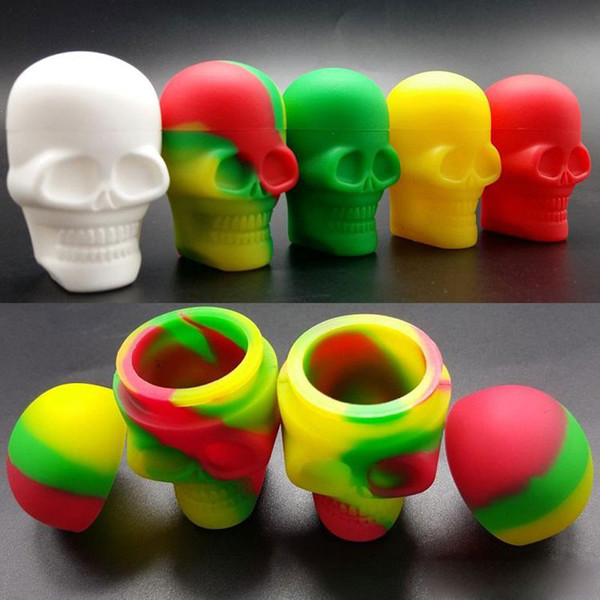 New Skull Shape Small Silicone Jars Dab Wax Container 15ml Non-stick Silicone Container Food Grade Silicone Customized Dab Tool Storage Box