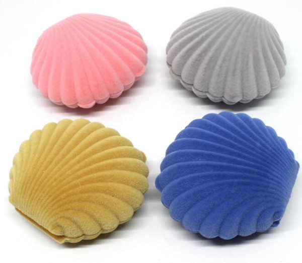 Creative Shell Shaped Flannelette Earring Packaging Jewelry Storage Box Gift Pendant Jewellery Stand Display Box