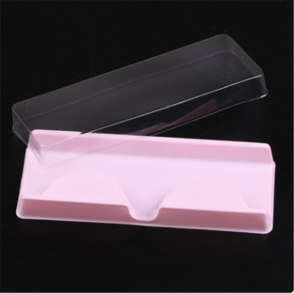 Pink color custom empty disposable plastic PVC material eyelash packaging plastic eyelash box glitter eyelash 100 pcs/lot