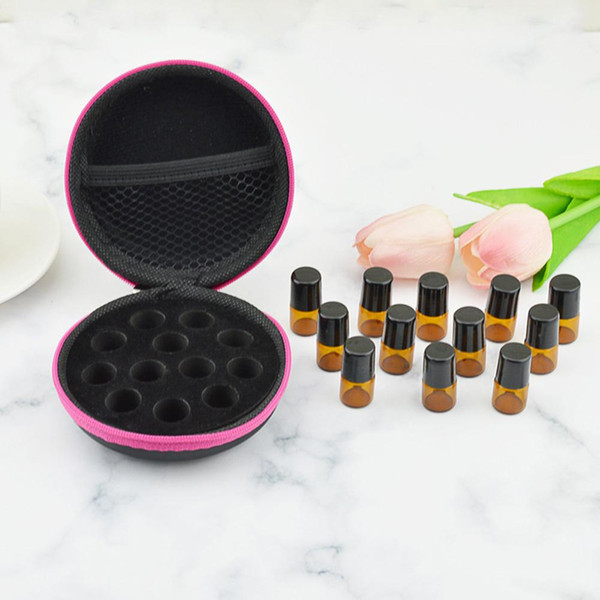 12 Compartments Round Burger Essential Oil Storage Bag Organizer 1ml 2ml Rolling Ball Bottle Essential Oil Portable Container