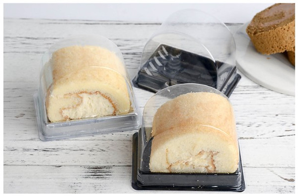 Transparent PP Plastic Cake Box Single Cake Roll Boxes Bottom Swiss Roll Boxes Food Packaging