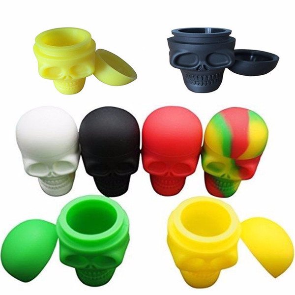 New Skull Shape Small Silicone Jars Dab Wax Container 15ml Non-stick Silicone Container Food Grade Silicone Customized Dab Tool Storage Box