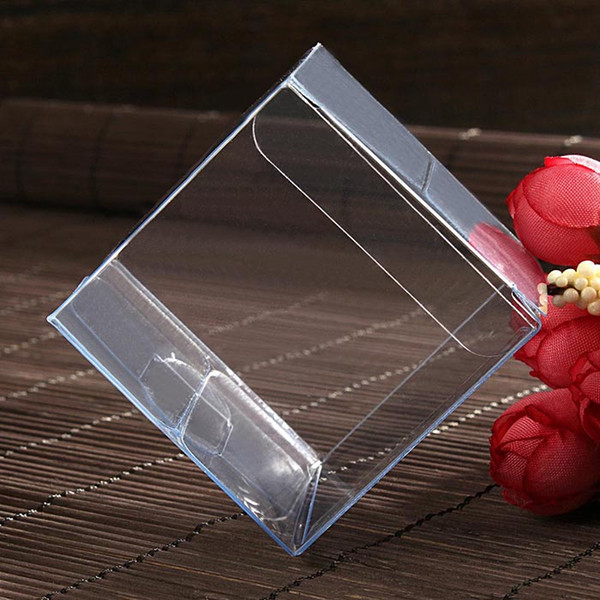 100pcs/lot 4x4x4 CM PVC Clear Package Box Square Plastic Containers Jewelry Gift Box Candy Towel Cake Box Free Shipping