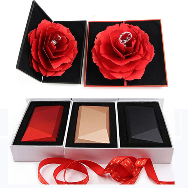 Creative Valentines Gift Rose Jewery Organizer Box Rings Storage Box Small Gift Box For Rings Earrings 0384