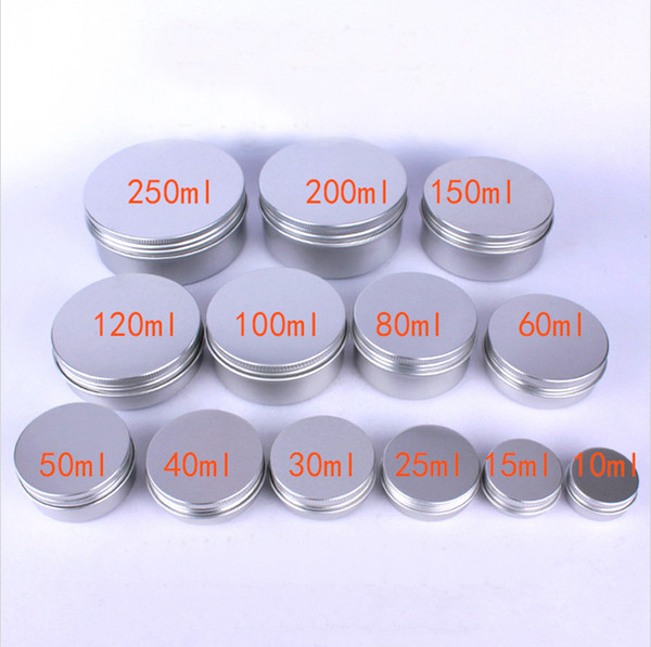 Empty Aluminium Cosmetic Containers 10 15 50 100 150 200ml Pot Lip Balm Jar Tin For Cream Ointment Hand Cream Packaging Box