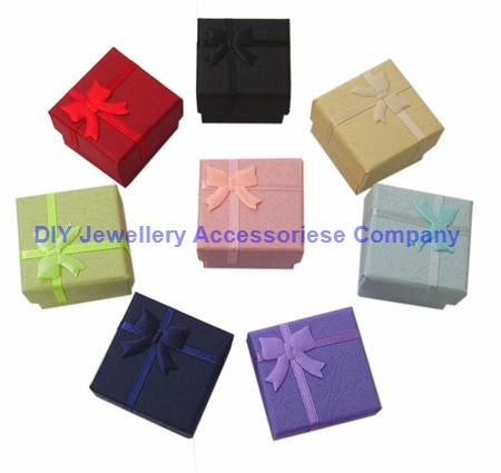 48Pcs Fashion Ribbon Jewelry Box Multi Colors Ring Boxes Earrings Pendant Box 4*4*3Display Packaging Gift Box