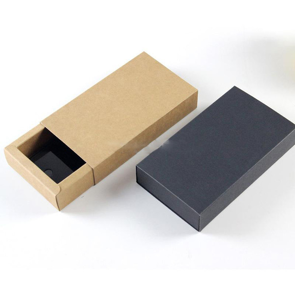 14*7*3cm Black Brown Drawer Shaped Gift Boxes Kraft Paper Cardboard Packaging Box for Bow Tie Accessories