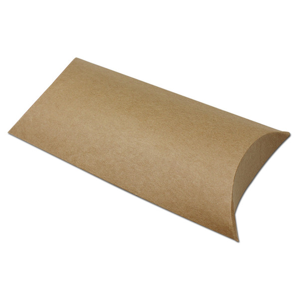 50pcs Brown Kraft Paper Pillow Box Gift Packaging Candy handkerchief Socks Silk Scarf Underwear Packing Wedding Party Storage free shipping