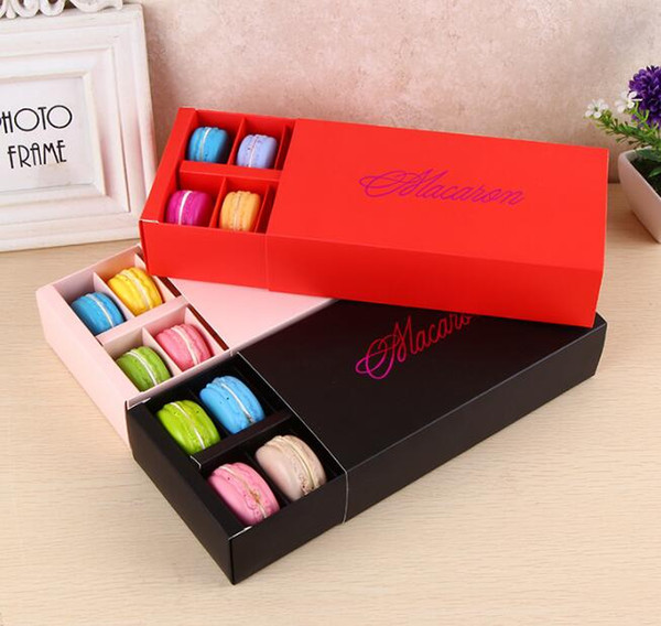 12 Cups Paper Macaron Box Packaging Drawer Type Biscuit Pastry Chocolate Cake Boxes For Wedding Party Gift