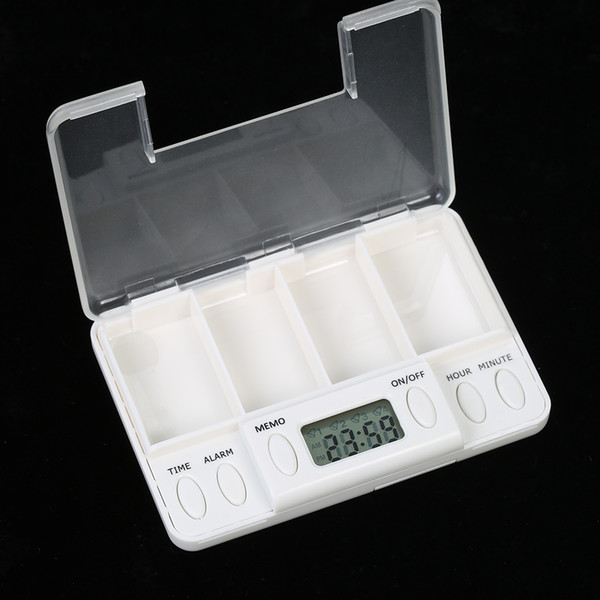 Portable Pills Older Reminder Medicine Alarm Timer Electronic Box Case Splitter Pill Organizer 4 Grid Splitters