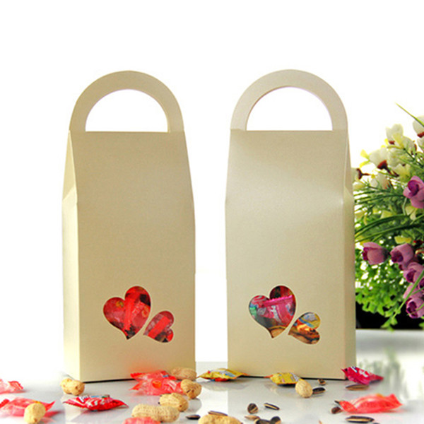 11*23cmHand-held heart-shaped transparent window Plastic lining Candy Chocolate Gift Green Universal Gift Box Self-supporting bulk bags